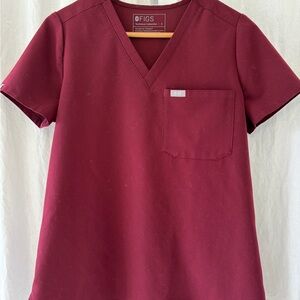 Figs V-Neck Scrub Top in Burgundy Wine